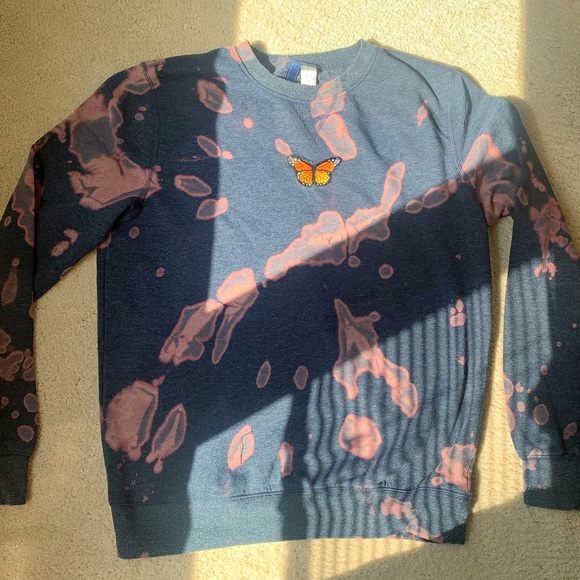 Sweaters - Handmade bleached butterfly sweatshirt